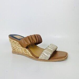 Dolce Vita Nadie Raffa Wedge Espadrille Sandals Double Gathered Leather Size 8